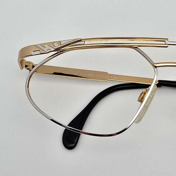 Cazal Mod 256 Col 963 Gold Silver Aviator Sunglasses Frame w/ Case Germany 57mm - Picture 13 of 15